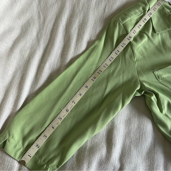 Anna and Frank Silk Green Herbal Sea Button Up Womens Top Sz L Career Minimalist - Picture 6 of 10